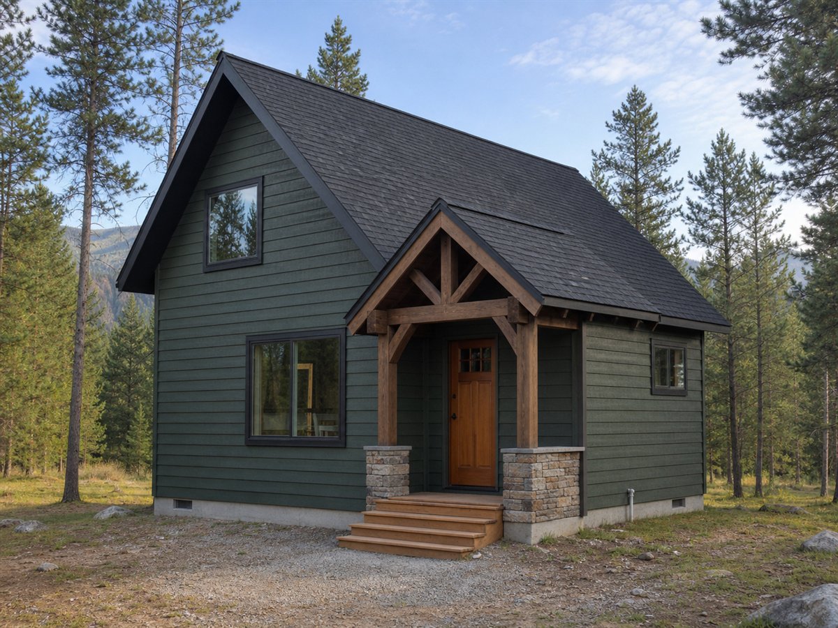 Granite Nook 611, a conceptual 611-square-foot small mountain cottage with a $82,625 construction target