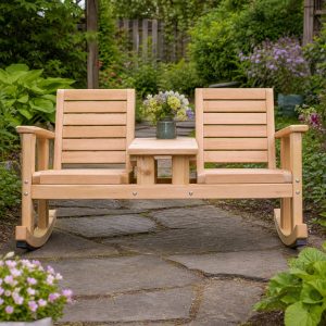 Double Rocking Garden Seat With a Fixed Center Table