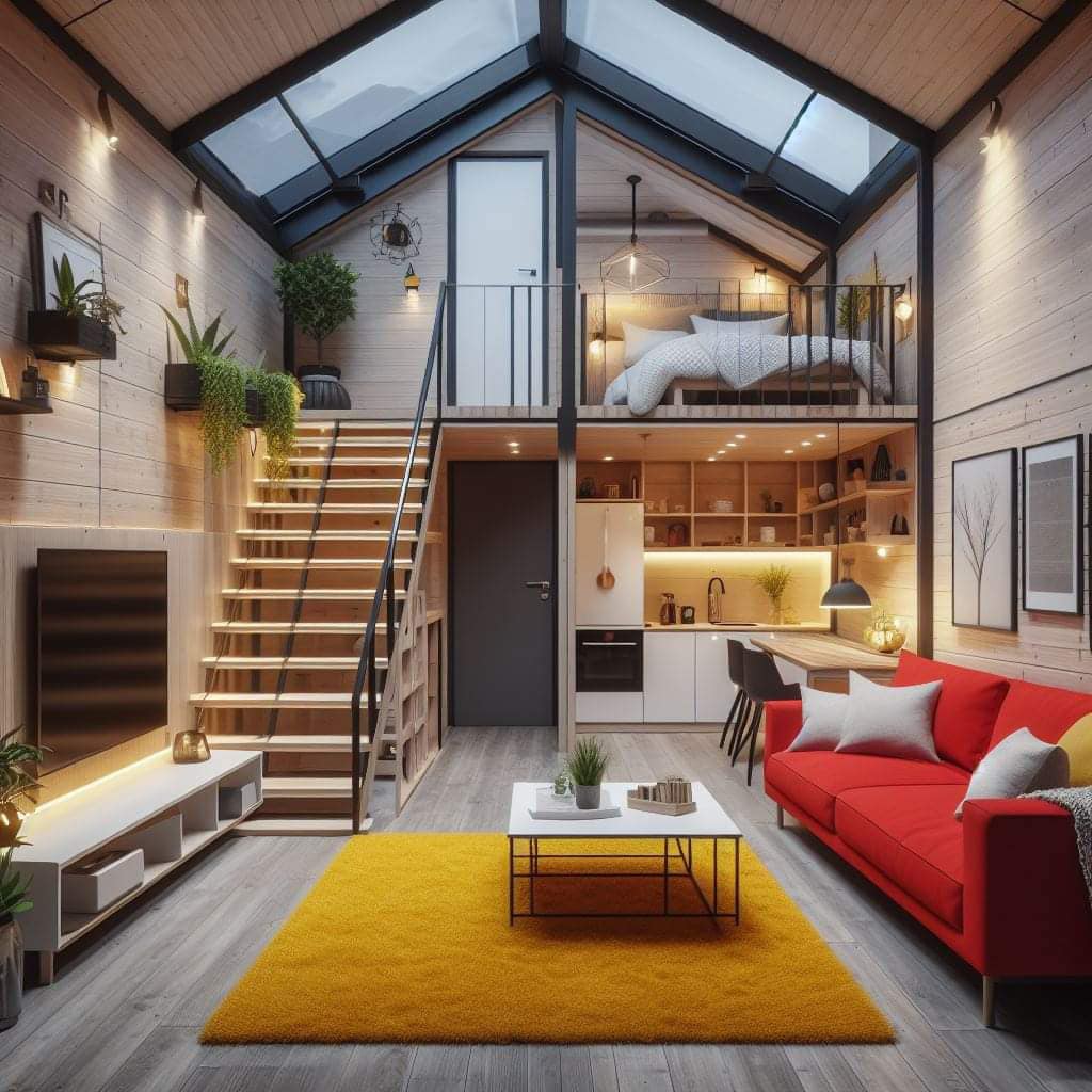 Double-Height Living Rooms for Tiny Houses
