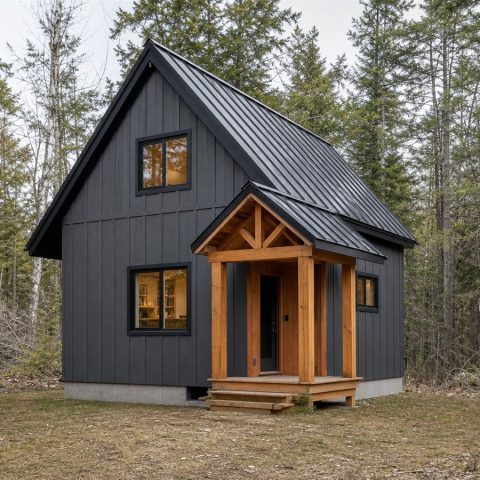 $84,625 Essential Modern Woodland Cabin: 613-Sq.-Ft. One-Bedroom Plan