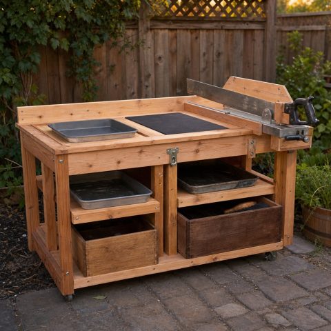 Outdoor Hand-Saw Care Station With a Guarded Clamp