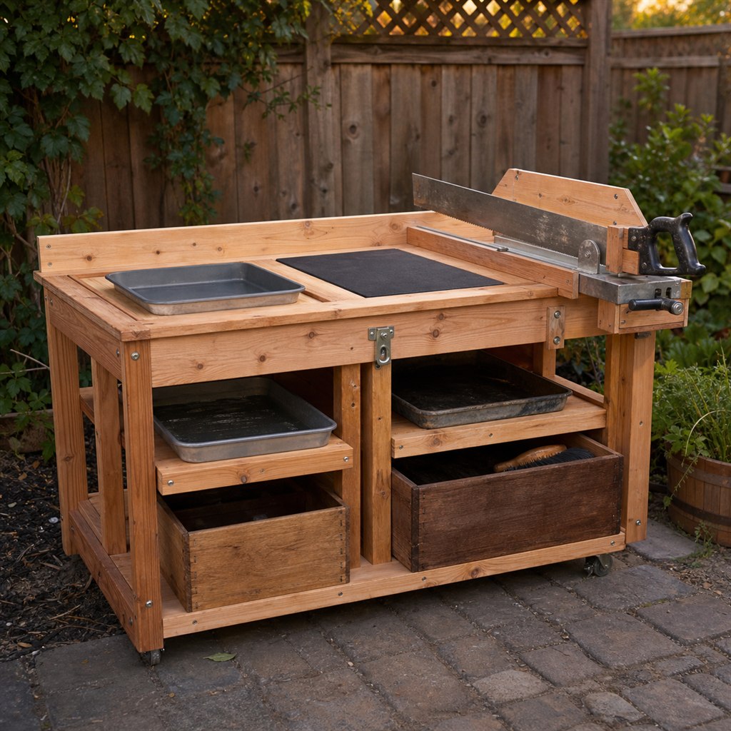 Outdoor Hand-Saw Care Station With a Guarded Clamp