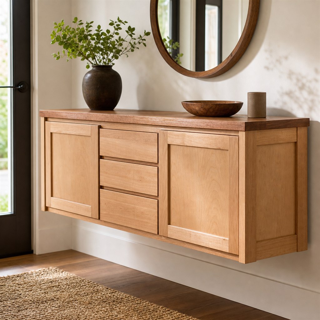 Floating Entry Console With a Hidden French Cleat