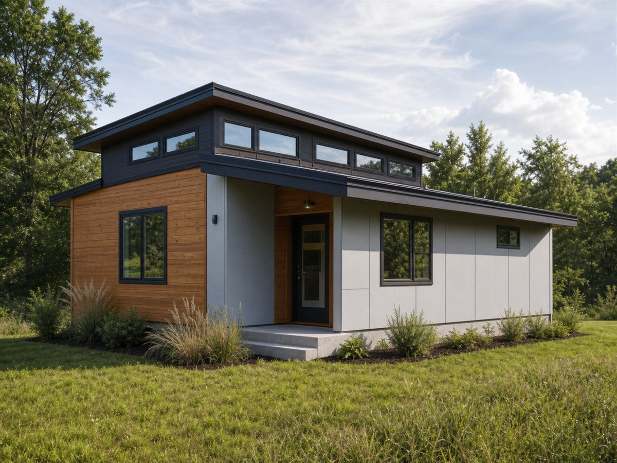 Highlight Cottage 617, a conceptual 617-square-foot clerestory small home with a $87,625 construction target