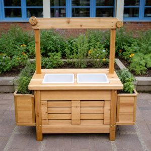 Backyard Lemonade Stand With Herb-Planter Side Boxes