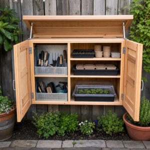 Wall-Mounted Seed-Starting Supply Cabinet