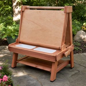 Garden Art Easel With a Washable Outdoor Work Shelf
