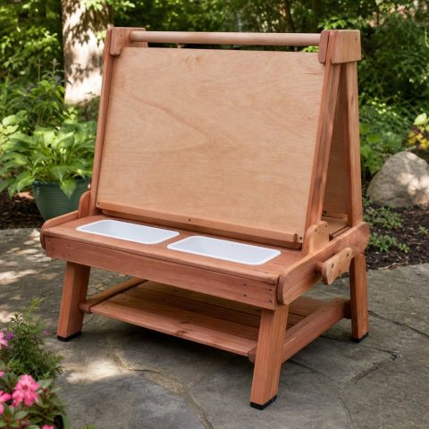 Garden Art Easel With a Washable Outdoor Work Shelf