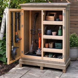 Outdoor Power-Tool Locker With a Raised Dry Base