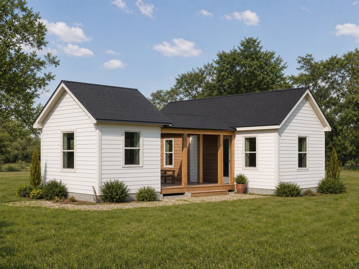 Breezeway Cottage 619, a conceptual 619-square-foot dogtrot-inspired small cottage with a $89,625 construction target