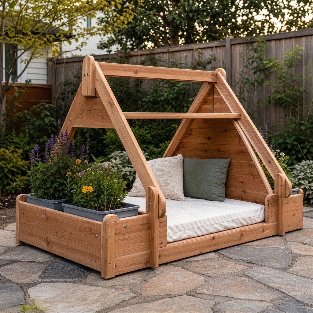 Cedar Outdoor Reading Tent Frame With Planter Anchors