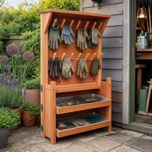 Garden Glove Drying Rack With Twenty Wooden Pegs