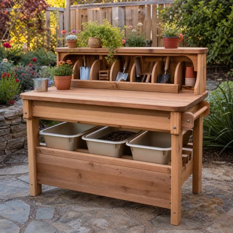 Junior Potting Bench With Rounded Tool Cubbies