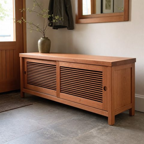 Low Media Console With Ventilated Sliding Doors