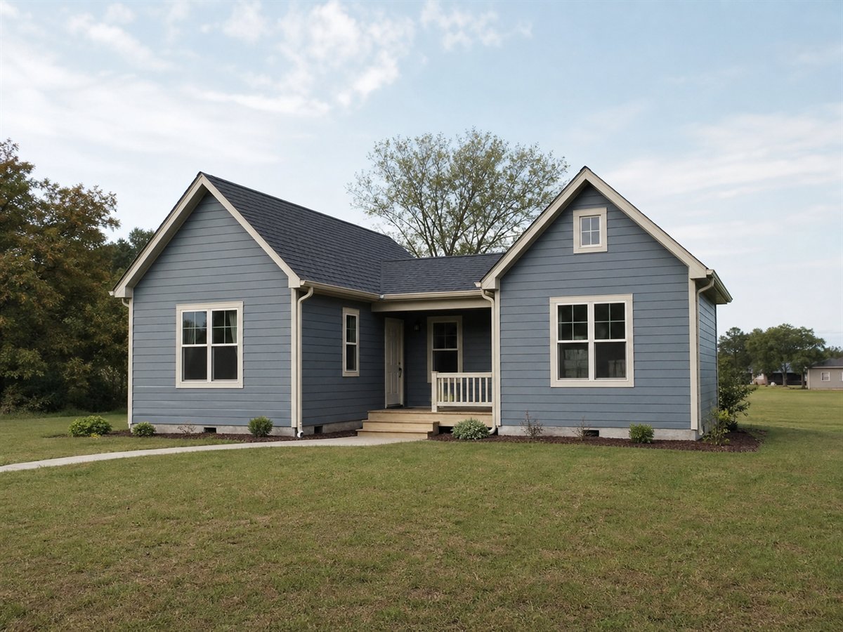 Twin Nook House 651, a conceptual 651-square-foot connected twin-gable small home with a $90,625 construction target