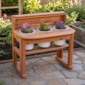 Children’s Flower-Arranging Table With Bucket Openings