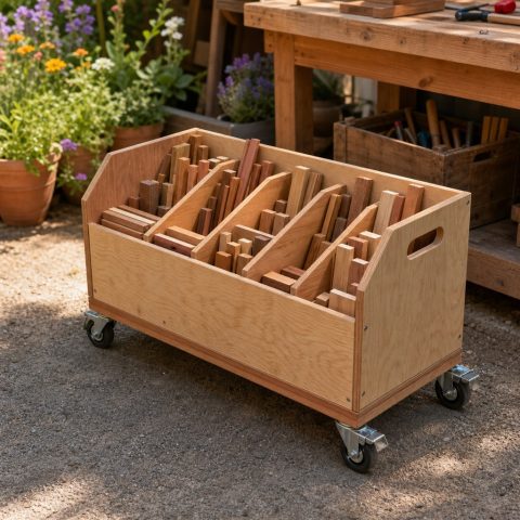 Rolling Wood-Scrap Cart for a Garden Workshop