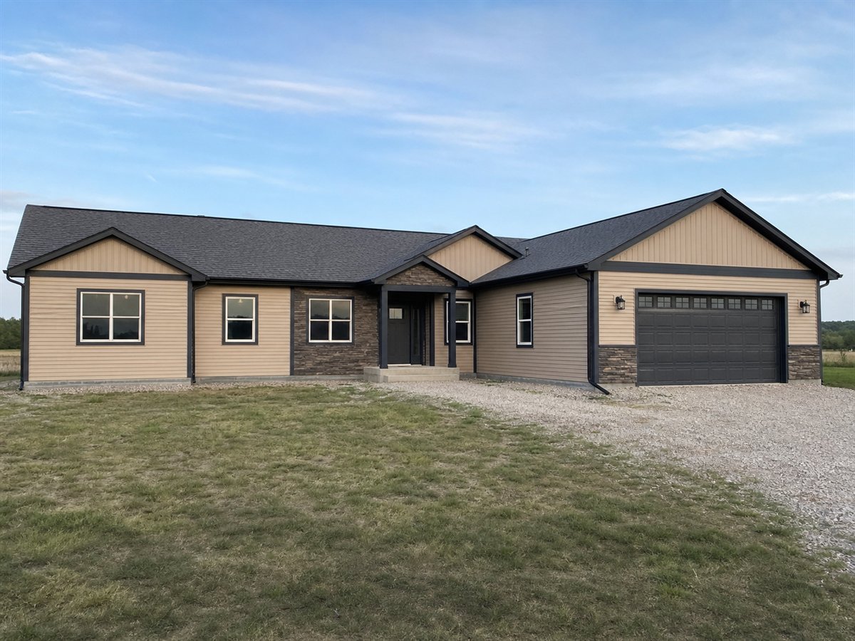 Union Modular 2160, a conceptual 2160-square-foot modular family ranch with a $417,500 construction target