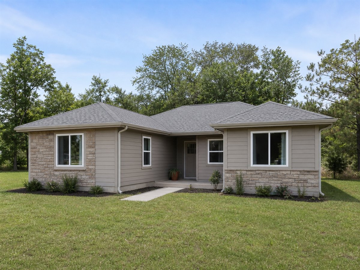 Maple Court Small Ranch 652, a conceptual 652-square-foot courtyard-entry small ranch with a $91,625 construction target