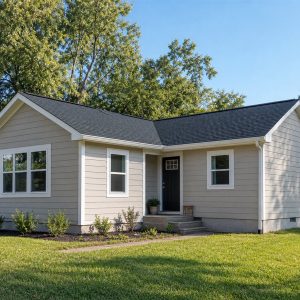 $92,625 Essential L-Shaped Small Ranch: 653-Sq.-Ft. One-Bedroom Plan