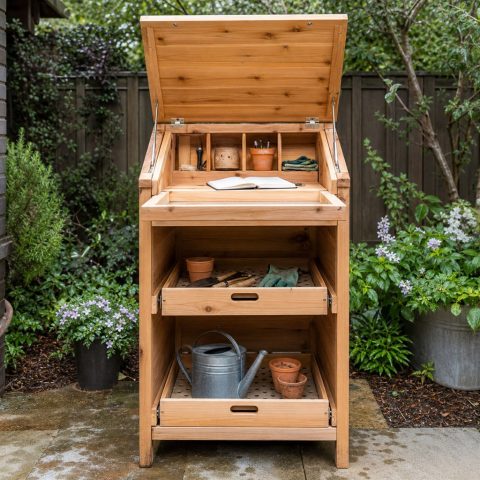 Weatherproof Garden Journal Desk With a Lift-Up Lid