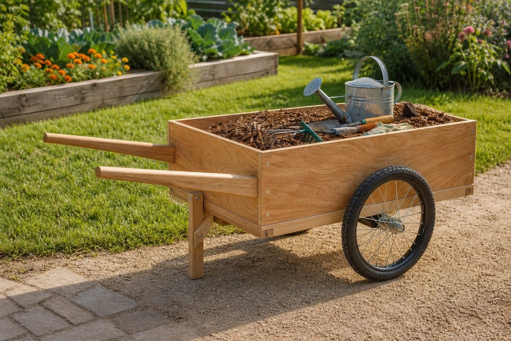 DIY Garden Cart Plans With Two Large Wheels