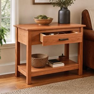 Bedside Table With a Charging Drawer and Open Shelf