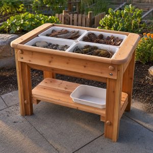 Cedar Bug-Observation Table With Removable Habitat Trays