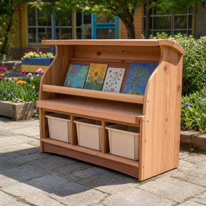 Garden Storybook Stand With a Weather-Sheltered Reading Shelf