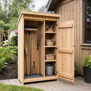 Outdoor Broom and Rake Closet With a Sloped Roof