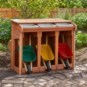 Children’s Wheelbarrow Parking Shed With Open Bays