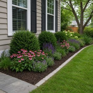 Foundation Flower Border With Evergreen Anchors