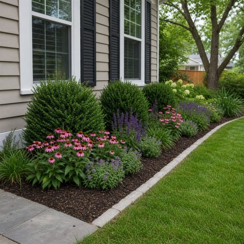 Foundation Flower Border With Evergreen Anchors