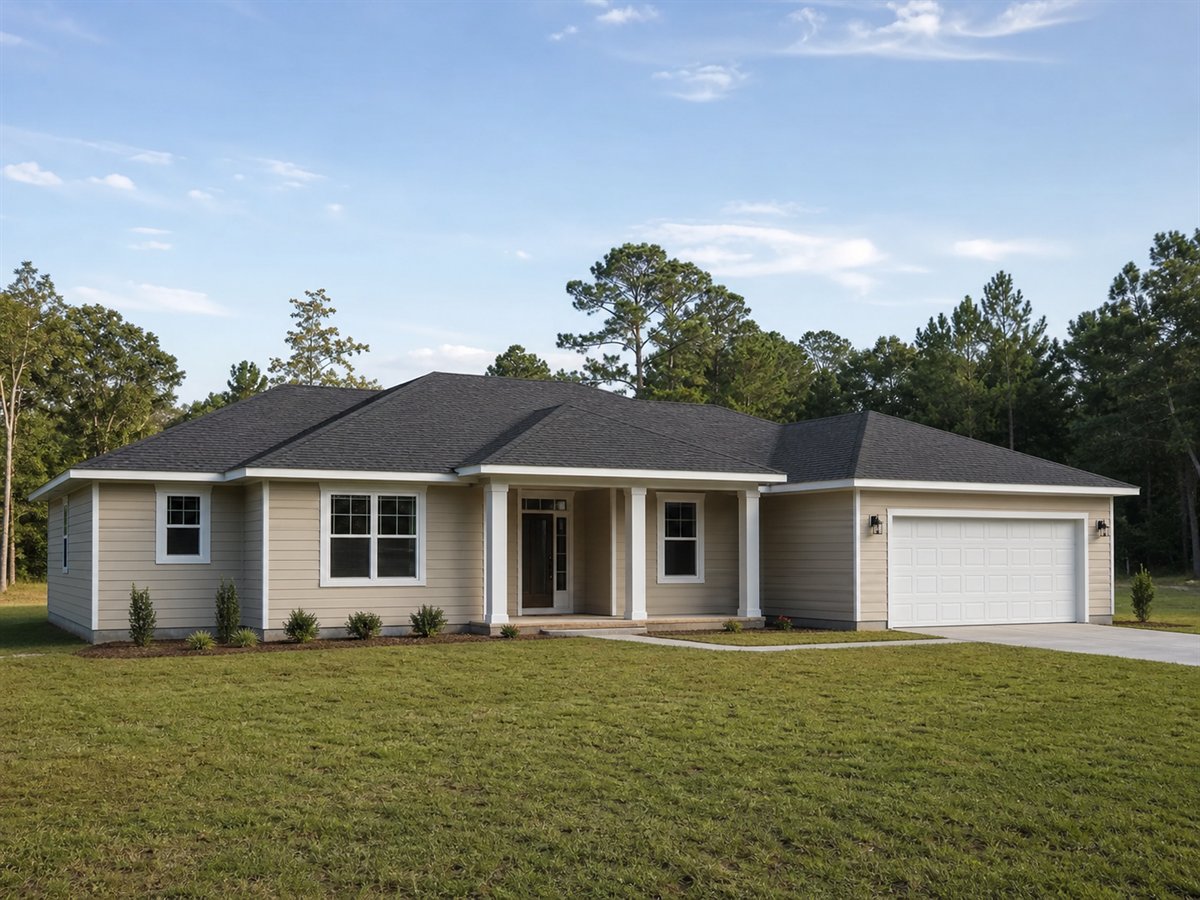 Oakview Ranch 2250, a conceptual 2250-square-foot single-story family ranch with a $440,000 construction target