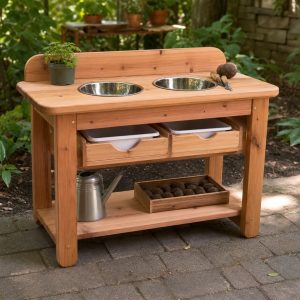 Family Seed-Ball Making Bench With Recessed Mixing Bowls