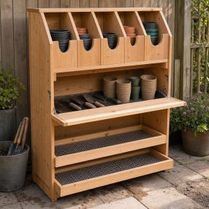 Nursery-Pot Sorting Rack With Graduated Openings