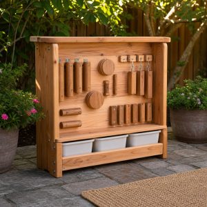 Outdoor Music Wall With Wooden Rhythm Blocks