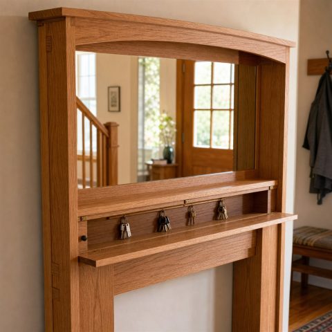Entryway Mirror Frame With a Concealed Key Shelf
