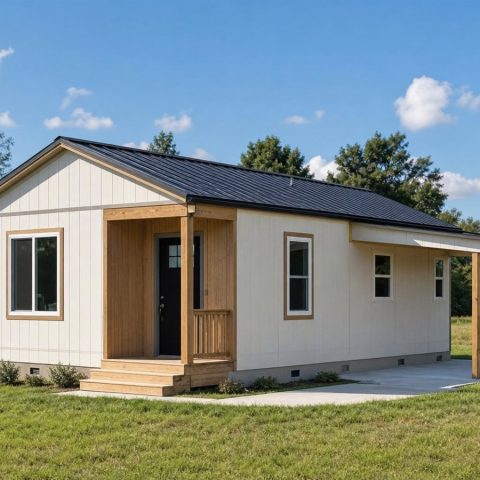 $102,625 Compact Prefabricated Studio Cottage: 696-Sq.-Ft. Two-Bedroom Plan