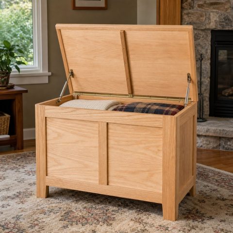 Blanket Chest With Soft-Close Lid Supports