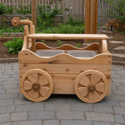 Children’s Garden Parade Cart With Fixed Decorative Wheels