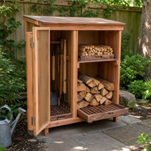 Cedar Firewood and Kindling Store for a Garden Shelter