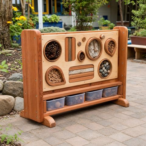 Outdoor Nature-Puzzle Wall With Captured Wooden Pieces