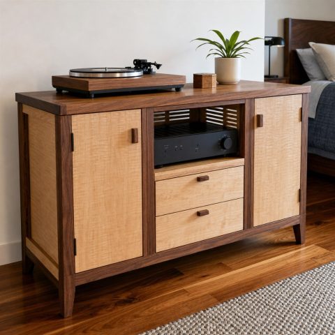 Record-Player Console With a Ventilated Equipment Bay