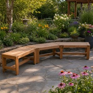 Curved Conversation Bench Built From Straight Segments