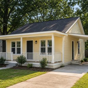 $105,625 Compact Front-Porch Starter Cottage: 699-Sq.-Ft. Two-Bedroom Plan