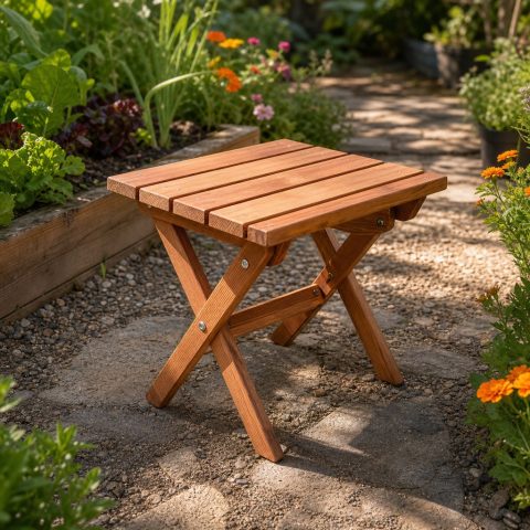 Folding Garden Stool With a Wide Stable Seat
