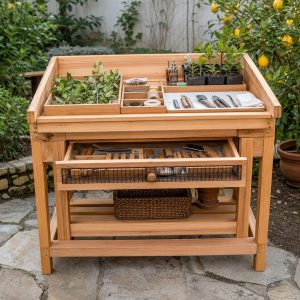 Citrus Grafting Station With a Guarded Tool Drawer