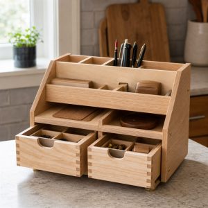 Desktop Organizer With Dovetailed Parts Trays