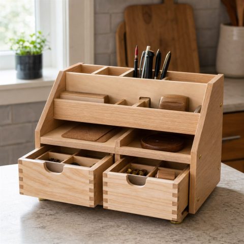 Desktop Organizer With Dovetailed Parts Trays